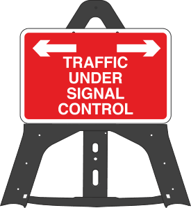 Portable Road Works Signs | Endura Plastic Signs | Traffic Under Signal Control Folding Plastic Sign