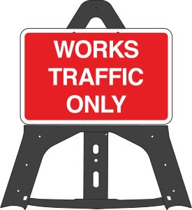 Portable Road Works Signs | Endura Plastic Signs | Works Traffic Only Folding Plastic Sign