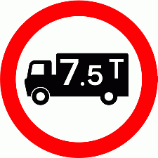 Road Signs | Width or Height Restriction | Goods vehicles weight