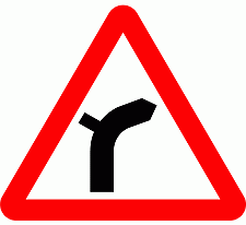 Road Signs | triangular warning signs | Right junction on outside of  bend ahead