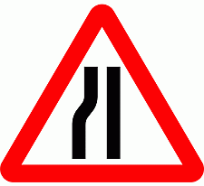 Road Signs | triangular warning signs | Road Narrows on left ahead