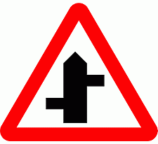 Road Signs | triangular warning signs | Staggered Junction Ahead