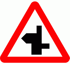 Road Signs | triangular warning signs | Staggered Junction Ahead 2