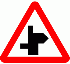 Road Signs | triangular warning signs | Staggered Junction Ahead 3