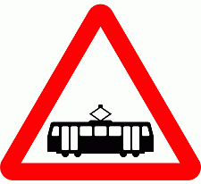 Road Signs | triangular warning signs | Tramcars Crossing Ahead