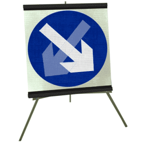 Portable Road Works Signs | Roll Up Tripod Signs | Keep Left or Right Moveable Flexible Roll-up Sign