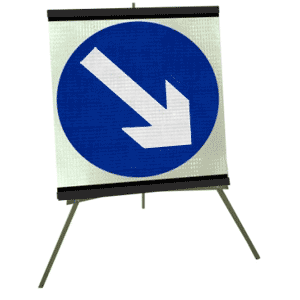 Portable Road Works Signs | Roll Up Tripod Signs | Keep Right Flexible Roll-up Sign