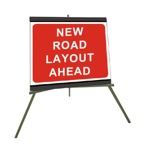 Portable Road Works Signs | Roll Up Tripod Signs | New Road Layout Ahead