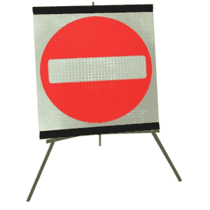 Portable Road Works Signs | Roll Up Tripod Signs | No Entry Symbol Flexible Roll-up Sign