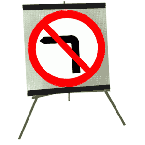 Portable Road Works Signs | Roll Up Tripod Signs | No Left Turn Roll Up Sign