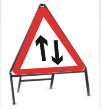 Stanchion Signs | Temporary Triangles | 521 Two way traffic