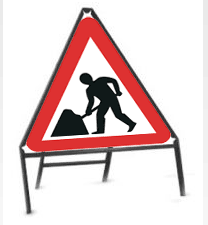 Stanchion Signs | Temporary Triangles | 7001 Road Works