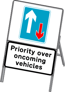Stanchion Signs | Square Plate Circular Signs | 811 Priority over vehicles from the opposite direction