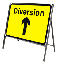 Stanchion Signs | Yellow Diversion Signs | Diversion arrow ahead