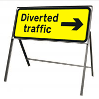 Stanchion Signs | Yellow Diversion Signs | Diverted traffic arrow right