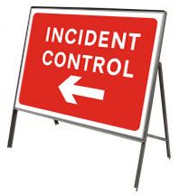 Stanchion Signs | Red Information Signs | Incident control arrow left