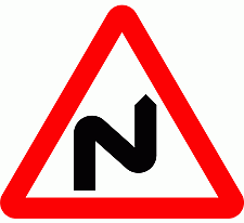 Road Signs | triangular warning signs | Double bend first to right