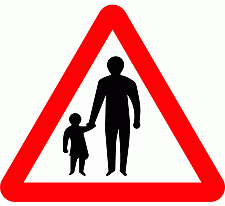 Road Signs | triangular warning signs | Pedestrians in road