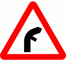 Road Signs | triangular warning signs | Right junction on inside of bend ahead