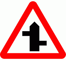 Road Signs | triangular warning signs | Staggered Junction Ahead 4