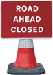 Portable Road Works Signs | Road Cone Signs | 1050x750mm Road Ahead Closed