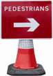 Portable Road Works Signs | Road Cone Signs | 600x450mm Cone Sign Pedestrians Arrow Right