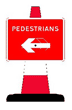 Portable Road Works Signs | Road Cone Signs | 600x450mm Pedestrians sign with reversible arrow