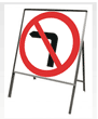 Stanchion Signs | Square Plate Circular Signs | 613 No left turn