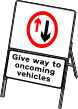 Stanchion Signs | Square Plate Circular Signs | 615 Priority to oncoming traffic