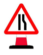 Portable Road Works Signs | Road Cone Signs | 750mm Cone sign Road Narrows with Reversible Portable Road Works Signs | Road Cone Signs | 750mm Cone sign Road Narrows with Reversible