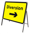 Stanchion Signs | Yellow Diversion Signs | Diversion arrow right