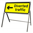 Stanchion Signs | Yellow Diversion Signs | Diverted traffic arrow left