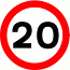 Road Signs | Speed Limit Signs | Maximum Speed 20mph