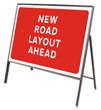 Stanchion Signs | Red Information Signs | New road layout ahead