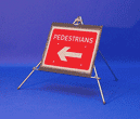 Portable Road Works Signs | One Piece Tripod Signs | Pedestrians arrow Left