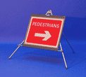 Portable Road Works Signs | One Piece Tripod Signs | Pedestrians arrow Right