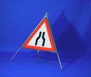 Portable Road Works Signs | One Piece Tripod Signs | Road Narrows both side