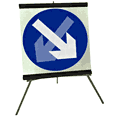 Portable Road Works Signs | Roll Up Tripod Signs | Keep Left or Right Moveable 