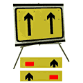 Portable Road Works Signs | Roll Up Tripod Signs | Lane Closure Left,Right 