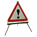 Portable Road Works Signs | Roll Up Tripod Signs | Triangle  Face ! Warning