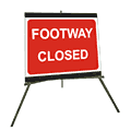 Portable Road Works Signs | Roll Up Tripod Signs | Footway Closed 
