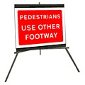 Portable Road Works Signs | Roll Up Tripod Signs | Pedestrians Use Other Footway