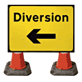 Portable Road Works | Road Cone Signs | 1050x750mm Diversion with Arrow Left - 2702