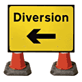 Portable Road Works | Road Cone Signs | 1050x750mm Diversion with Arrow Left - 2702 Portable Road Works | Road Cone Signs | 1050x750mm Diversion with Arrow Left - 2702
