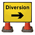 Portable Road Works | Road Cone Signs | 1050x750mm Diversion Arrow Right - 2702