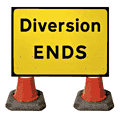 Portable Road Works | Road Cone Signs | 1050x750mm Diversion Ends - 2702