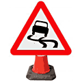 Portable Road Works | Road Cone Signs | Slippery Road Surface Ahead - 557
