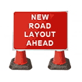 Portable Road Works | Road Cone Signs | 1050x750mm New Road Layout Ahead