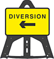 Portable Road Works Signs | Endura Folding Plastic Signs | 754 Diversion Left Folding Plastic Sign