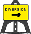 Portable Road Works Signs | Endura Folding Plastic Signs | 754 Diversion Right Folding Plastic Sign